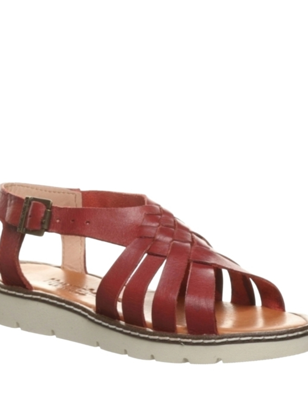 NEW! HUARACHES by BEAR PAW Leah Red Hand Crafted Braided Leather Sandals 6.